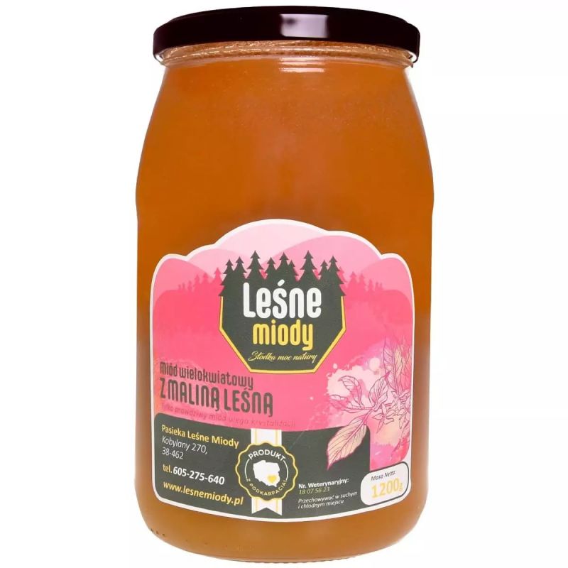 Miód wielokwiatowy z maliną leśną 1200 g