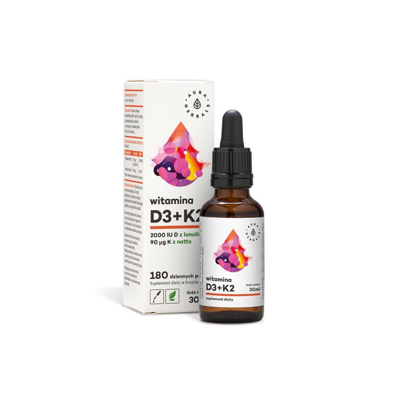 Witamina D3+K2 (2000+90) 30ml Aura Witamina D3+K2 (2000+90) 30ml Aura