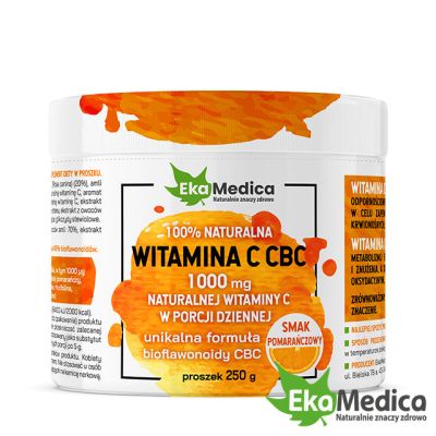 Witamina C naturalna CBC 250g smak pomarańczowy