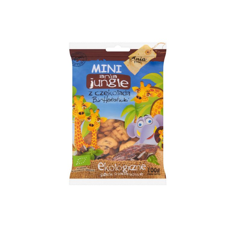 Herbatniki Mini Jungle z czekoladą Bio 100 g