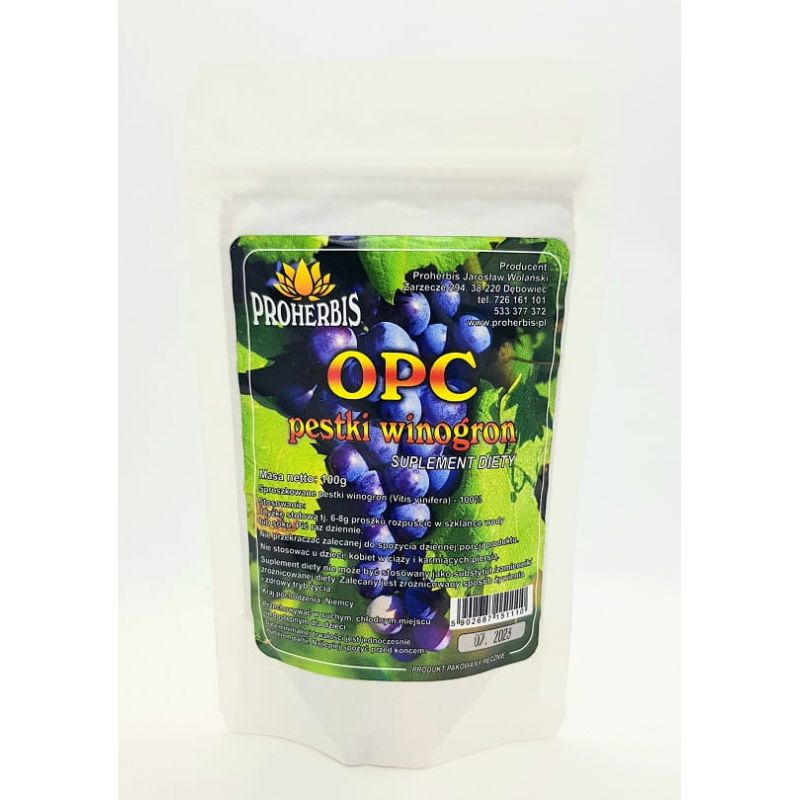 Pestki winogron mielone OPC 100g