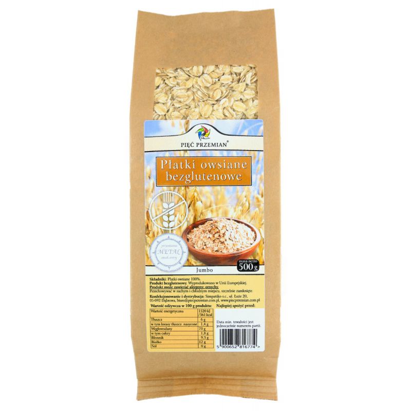 Płatki owsiane b/gluten. Jumbo 500g Płatki owsiane b/gluten. Jumbo 500g