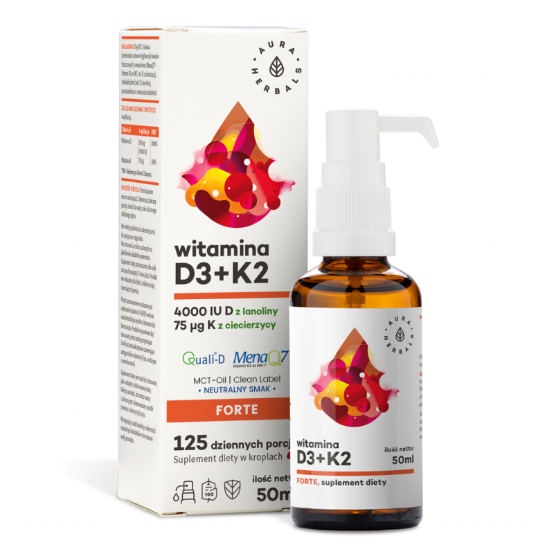 Witamina D3 + K2 (4000+75) 50 ml Aura